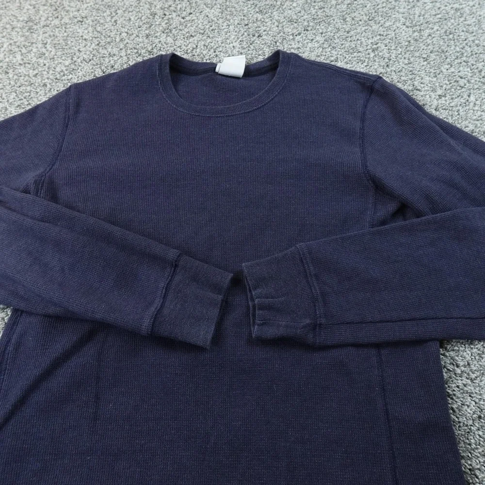 North Face Shirt Mens M Blue Waffle Knit Thermal Long Sleeve Pullover‎ Crewneck